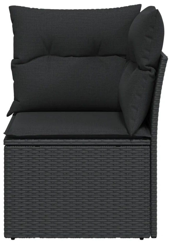 vidaXL fekete polyrattan kerti sarokkanapé párnával