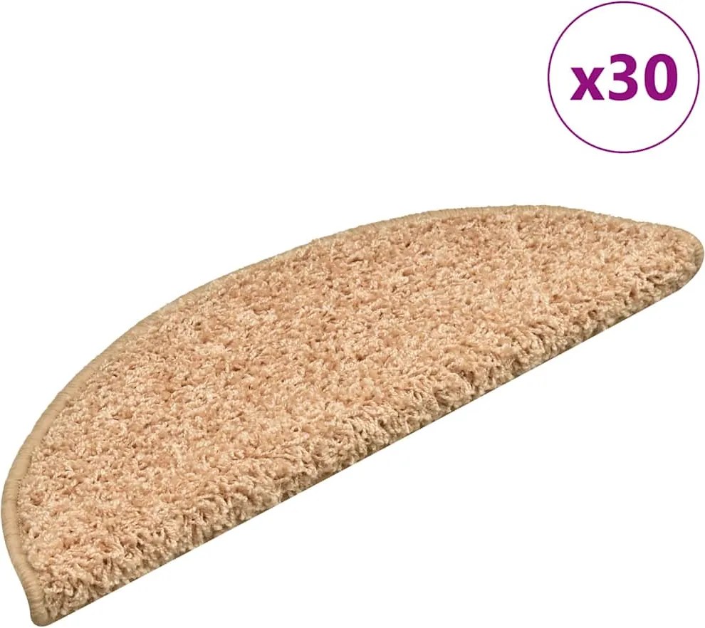 vidaXL 30 db arany színű, félkör alakú lépcsőszőnyeg 56 x 17 x 3 cm