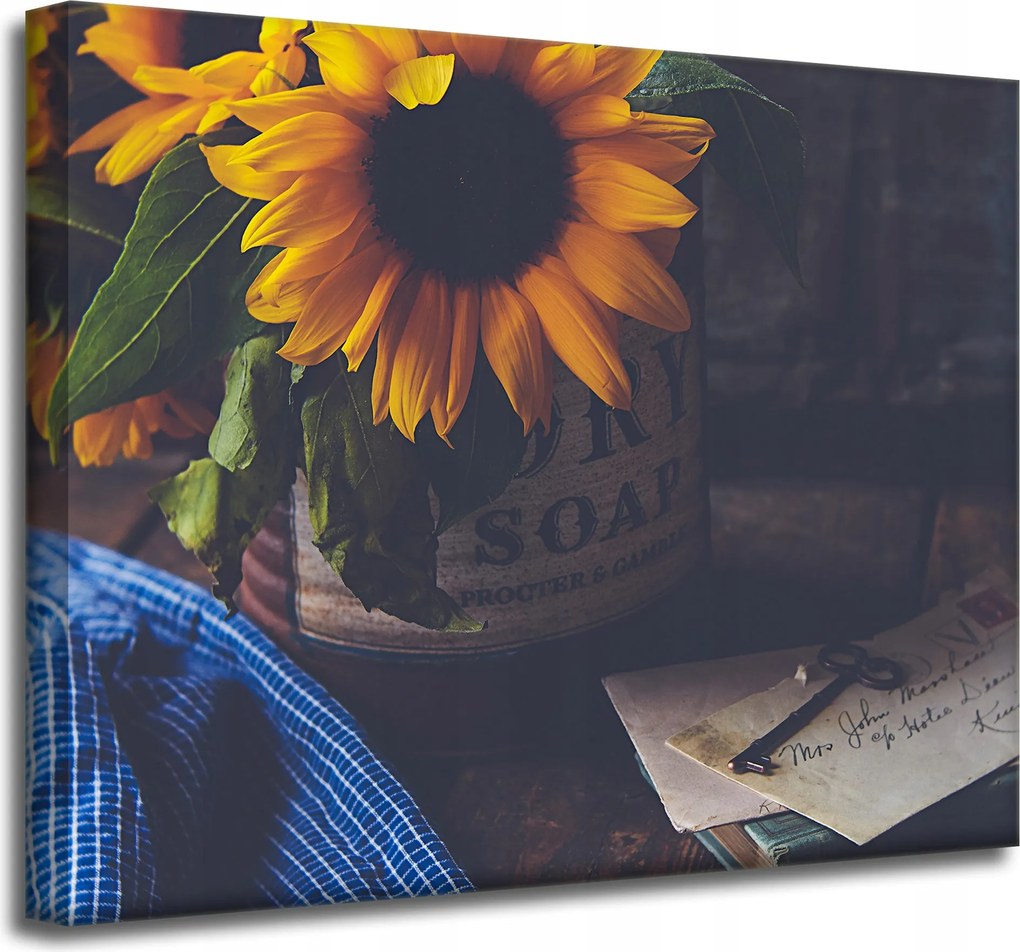 Vászonkép Napraforgó virág Vintage 50x40 cm