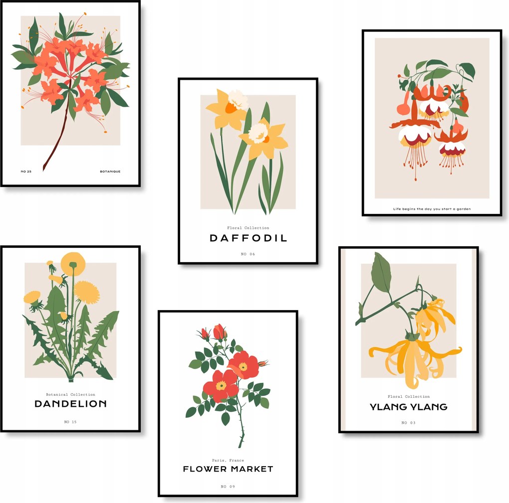 Virágok Poszter Konyha Fali Dekoráció Poszter 6 db A3 *Sok minta*
