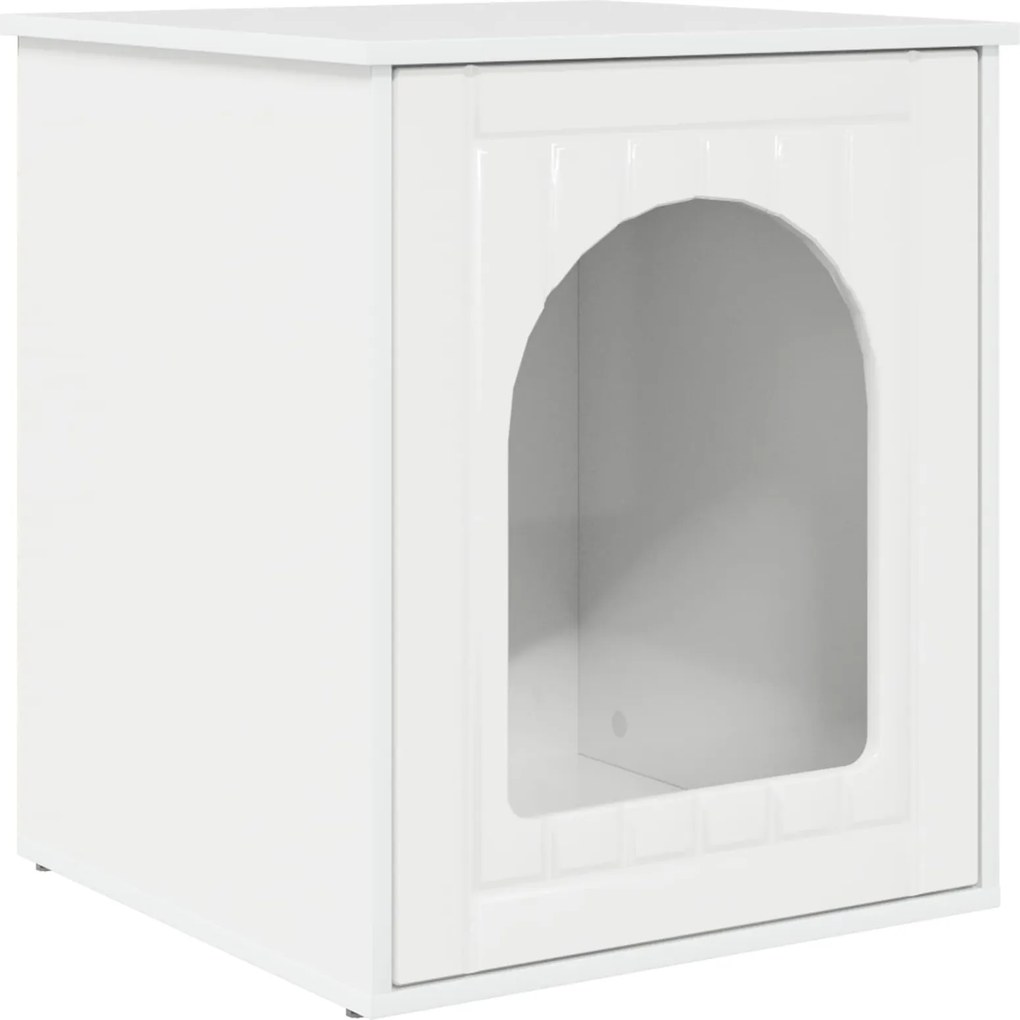 vidaXL Macska Ház Fényes Fehér 53 x 52 x 62 cm Faanyag