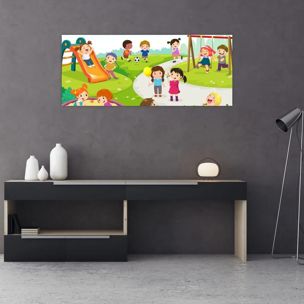 Kép a gyermekek szórakozásáról a homokozóban (120x50 cm)