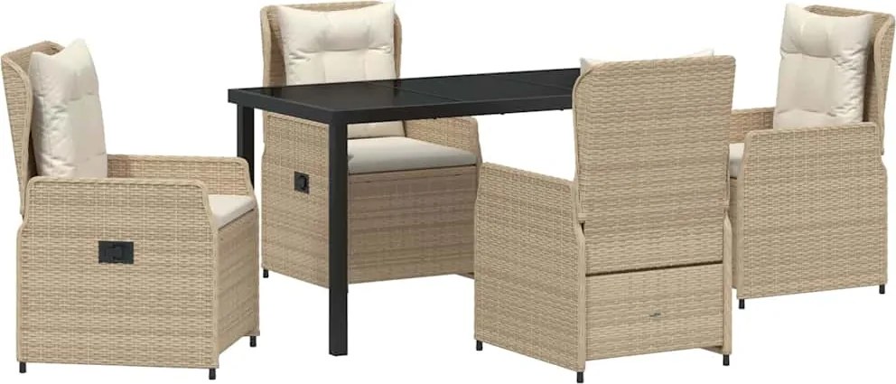 vidaXL Kert étkező szett 5 pcs Beige és Világosszürke polirattan