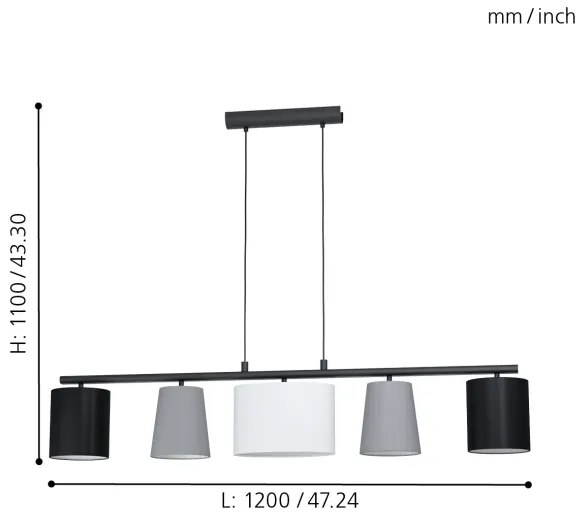 Eglo 98588 - Csillár zsinóron ALMEIDA 5xE14/25W/230V