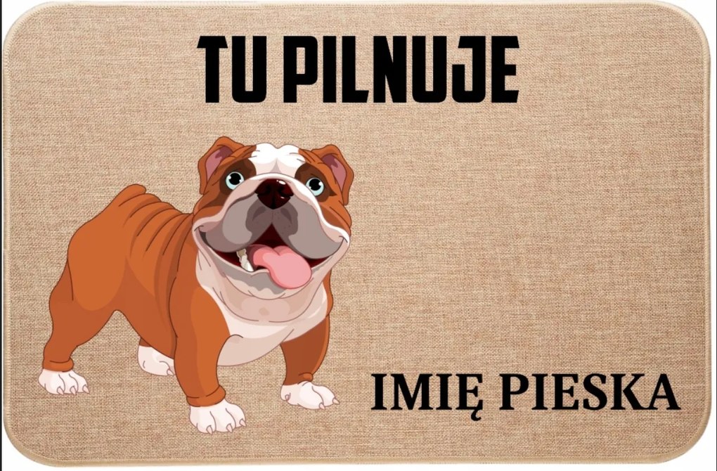 Lenvászon Lábtörlő Bejárat Itt Őrzi Bul Dog