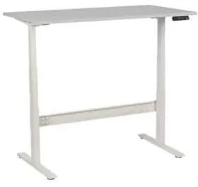 Manutan Expert irodai asztal, elektromosan állítható magasság, 140 x 80 x 62,5 - 127,5 cm, egyenes kivitel, ABS 2 mm, világosszürke