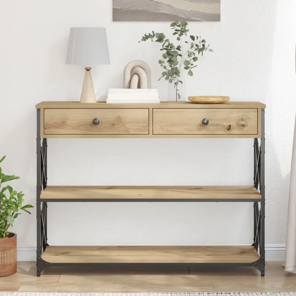 Konferenciához Asztal Kézműves Tölgy 100x28x75 cm Mérnöki Fa és Acél