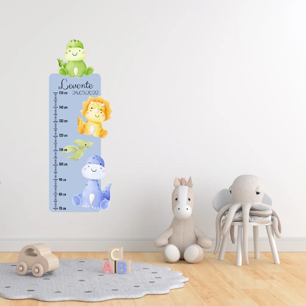 PIPPER. Textil falmatrica "Gyermek magasságmérő névvel  - Dinoszauruszok 2"