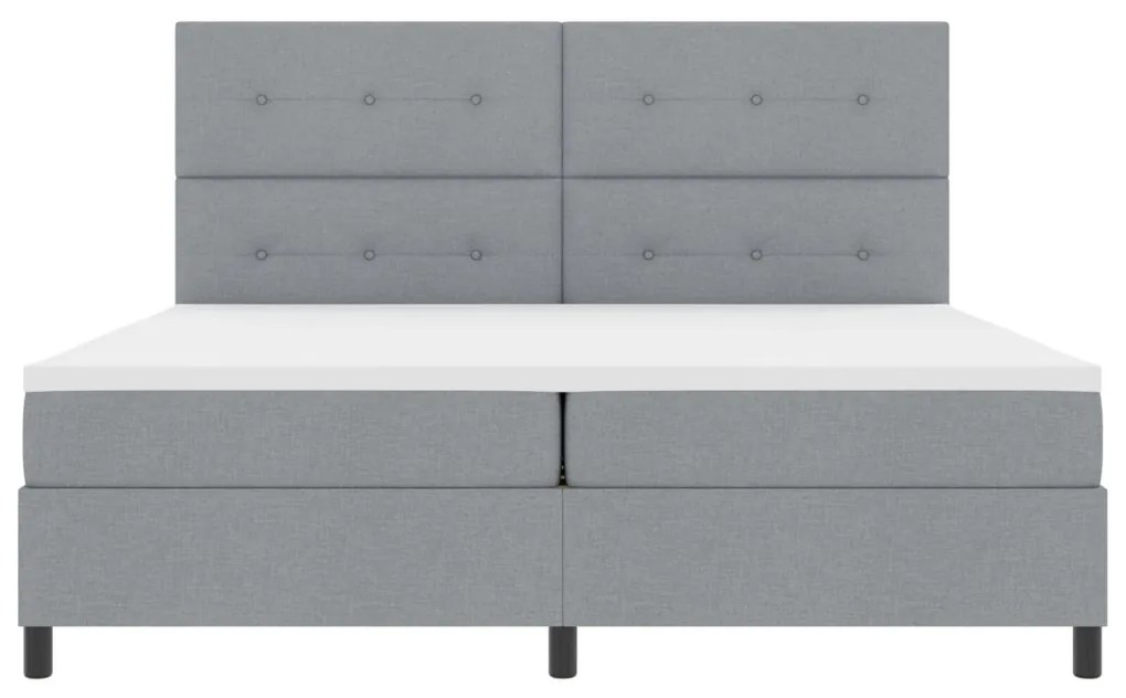 Boxrugós ágy matracmal Világosszürke 200 x 200 cm szövet