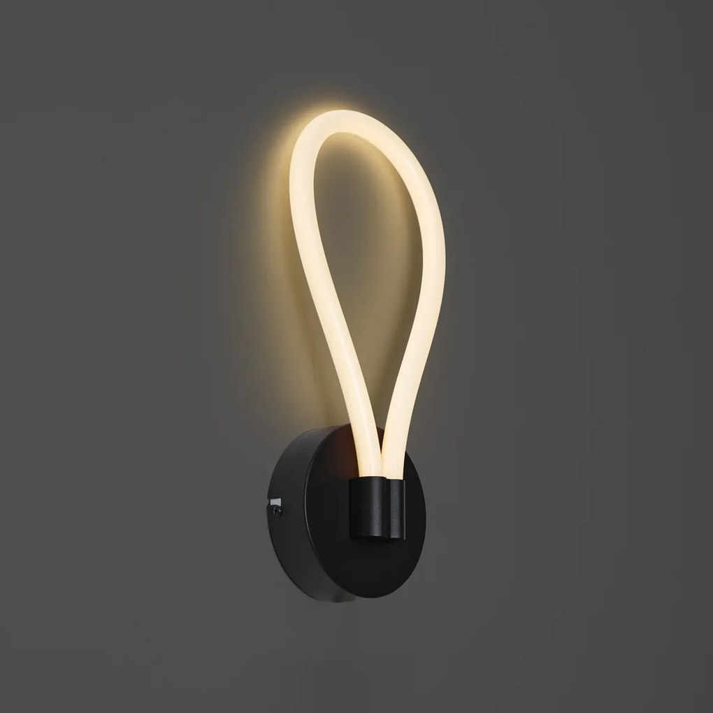 Modern fekete fali lámpa LED-del, 3 lépésben dimmelhető - Keri