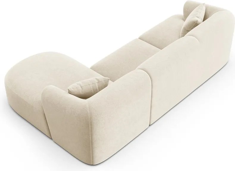Bézs bársony sarokkanapé (jobb oldali-heverő résszel) Campi – Cosmopolitan Design