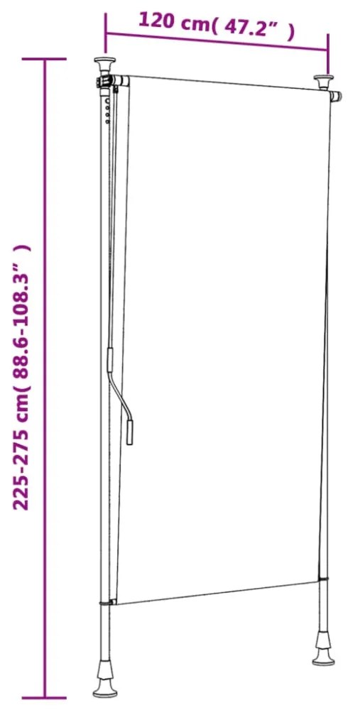 sárga és fehér szövet és acél kültéri roló 120 x 270 cm