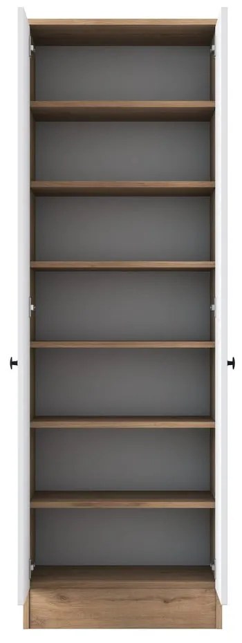 Fehér-natúr színű ruhásszekrény diófa dekorral 60x183 cm Theresa – Kalune Design