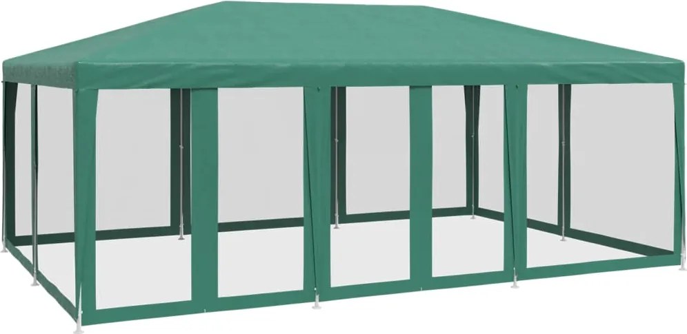 vidaXL zöld HDPE rendezvénysátor 10 hálós oldalfallal 6 x 4 m