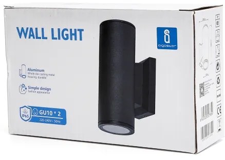 Aigostar - Kerek kültéri fali lámpa 2xGU10/35W/230V fekete IP65