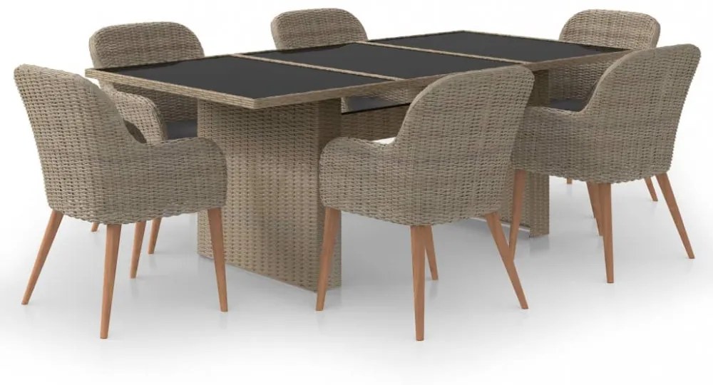 7 részes barna kültéri polyrattan étkezőgarnitúra