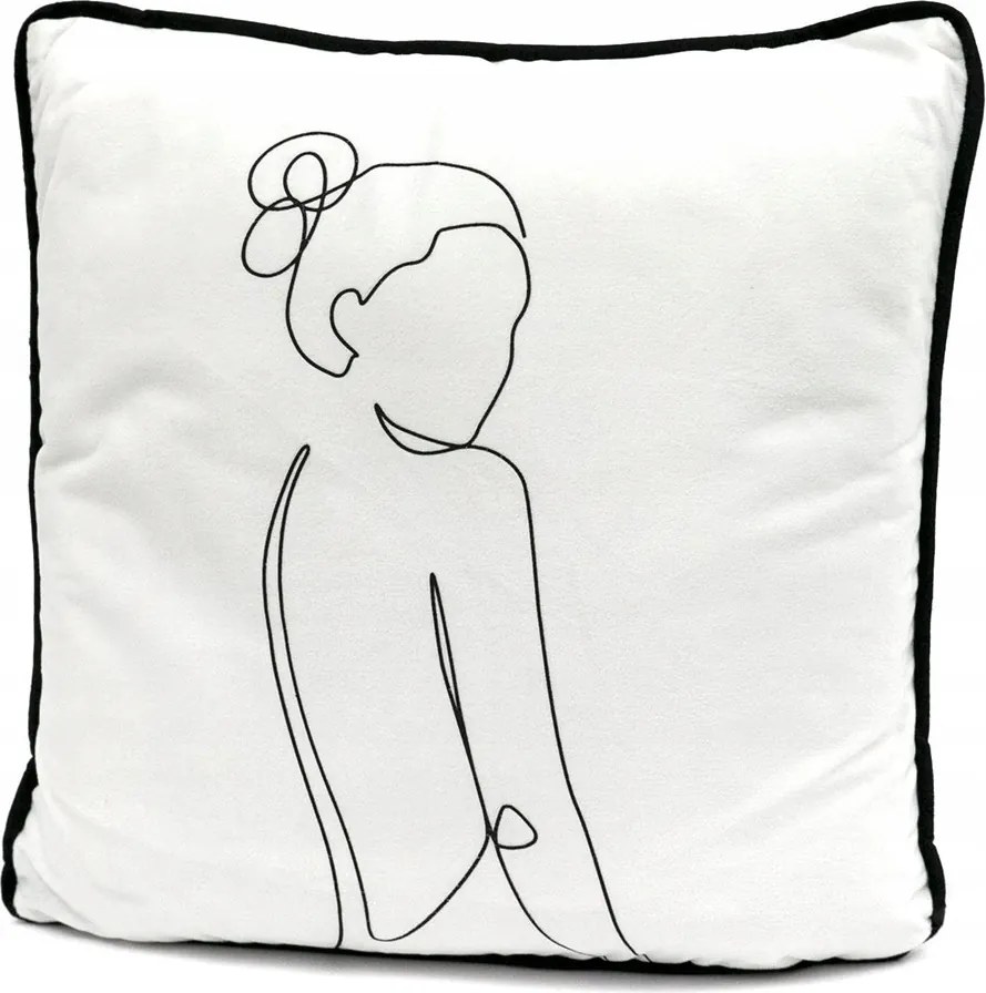 Párna Női Motívum 40cm Fehér Fekete Vázlat