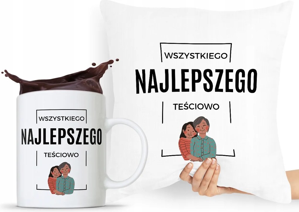 Párna Bögre Szett Ajándék Anyósnak, fényképes nyomattal