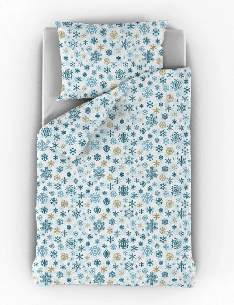 Kvalitex Hópehely pamut ágynemű, kék, 140 x 200 cm, 70 x 90 cm