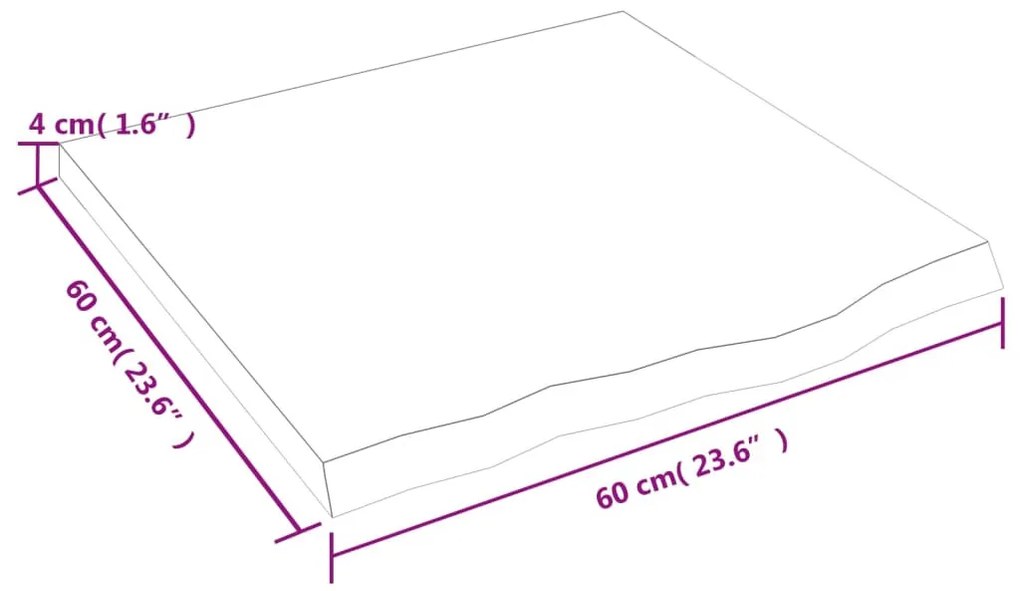 kezeletlen tömör tölgyfa fali polc 60x60x(2-4) cm