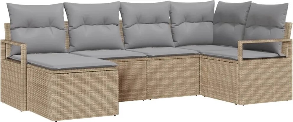 vidaXL Kanapé Szett párnával 6 pcs Bézs polirattan