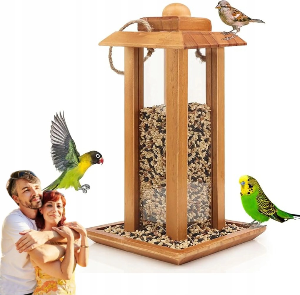 Madáretető Fülke Fa házikó felakasztható etető akasztós