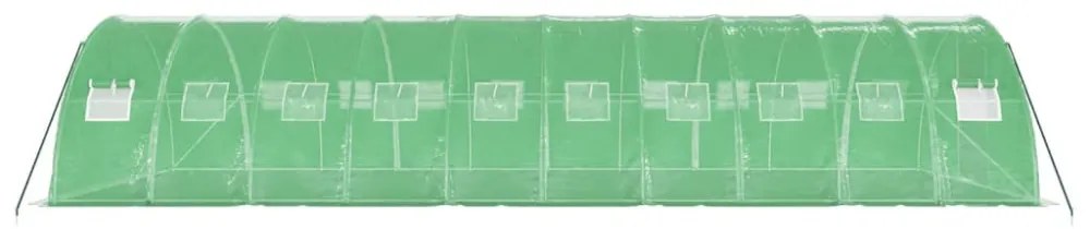 zöld acélvázas melegház 40 m² 10 x 4 x 2 m