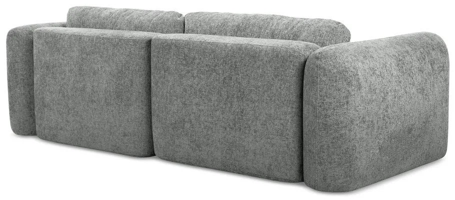 Szürke zsenília kinyitható-tárolóhelyes sarokkanapé (bal oldali-heverő résszel) Mele – Makamii