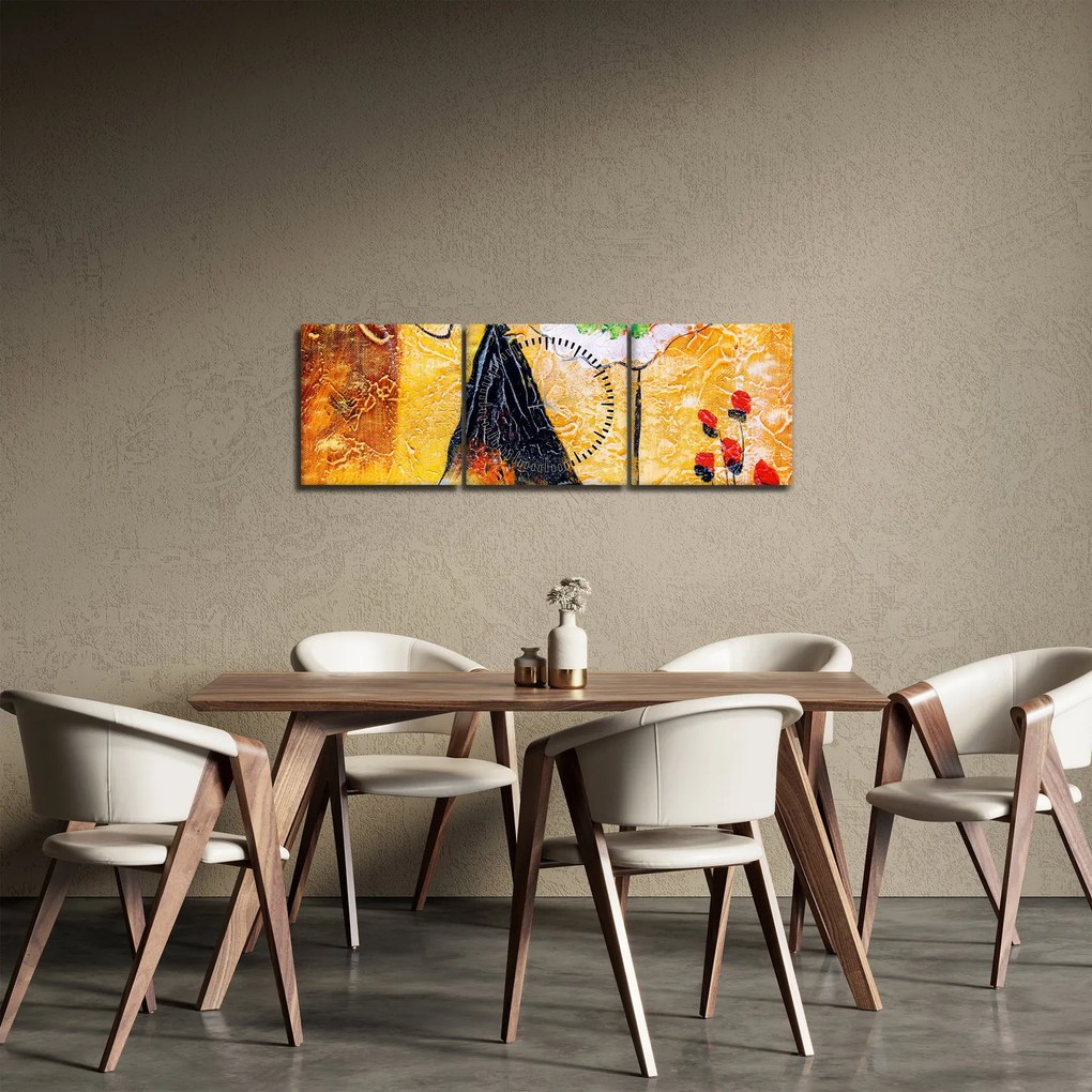 Kép - táncoló balerinák, olajfestmény (órával) (90x30 cm)