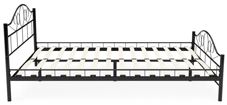 Mimi fém ágykeret ajándék ágyráccsal több méretben és színben-Fekete 140x200cm