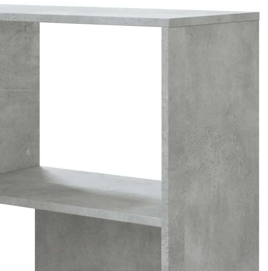 4 szintes betonszürke szerelt fa sarokkönyvespolc 85x85x140 cm