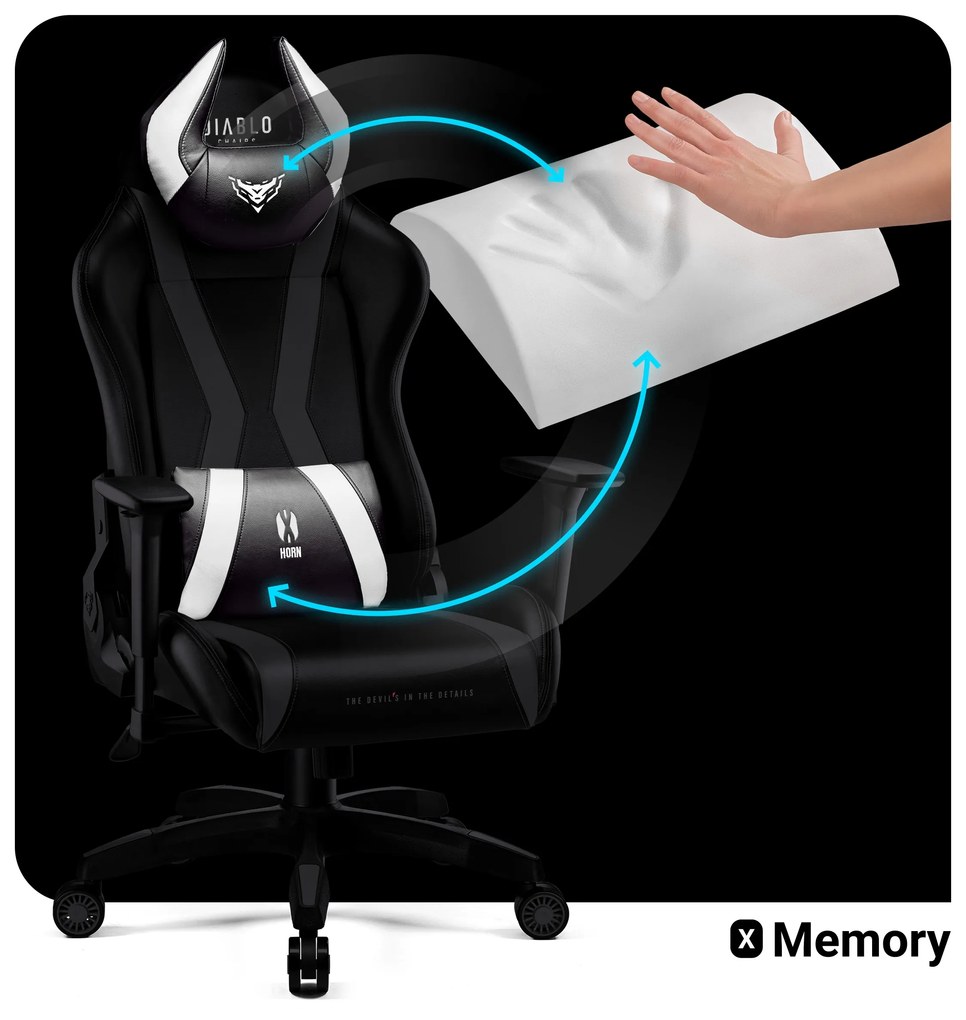 Gamer szék Diablo X-Horn 2.0 Átlagos méret, Fekete-fehér