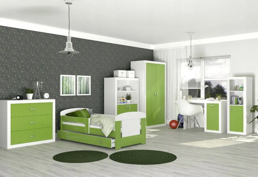 JAKUB Color gyerek ruhásszekrény, fehér/rózsaszín