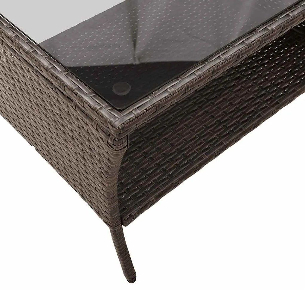 2 személyes barna polyrattan kerti kanapé asztallal&amp;párnával