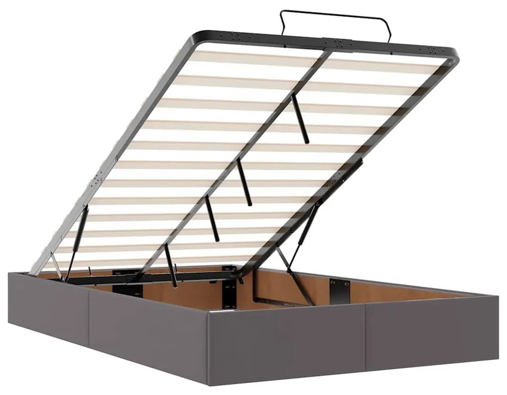 Ottomán ágykeret matrac nélkül szürke 120x190 cm műbőr