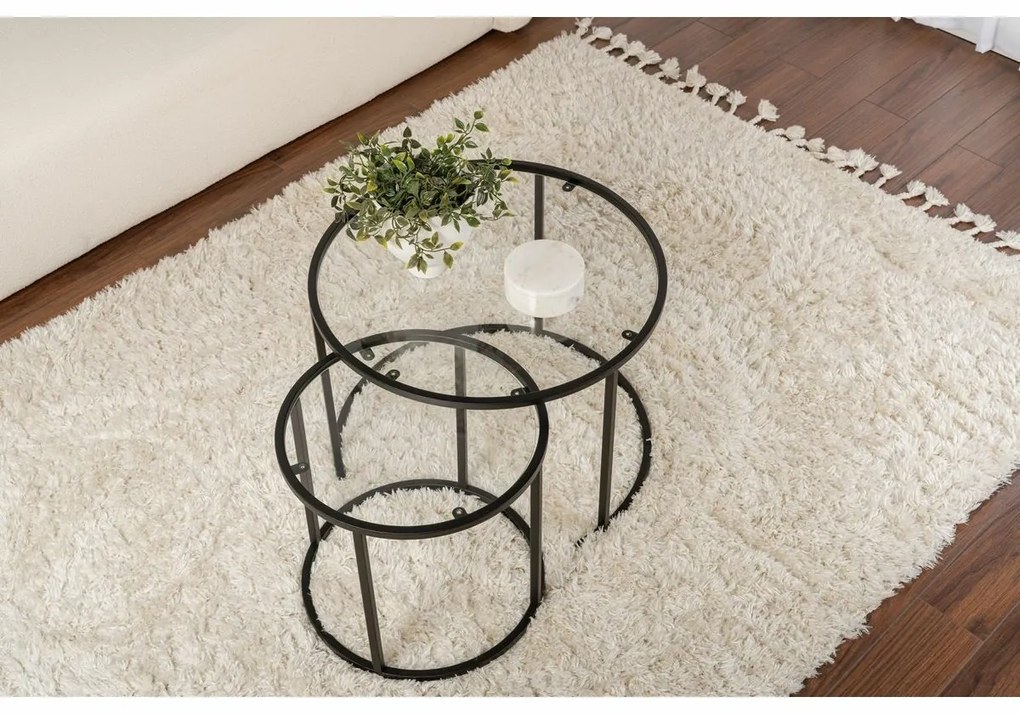 Aurum Black dohányzóasztal szett 60 cm, 2 db