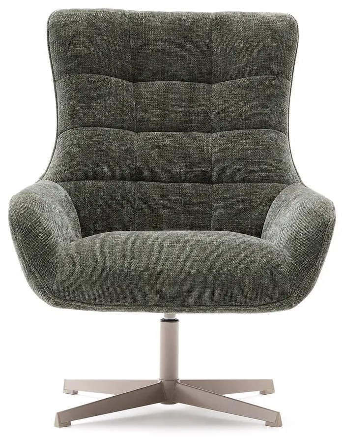 Szürkészöld forgó zsenília fotel Teryl – Kave Home