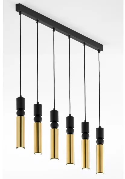 Jupiter 2008 - Csillár zsinóron ALAS 6xGU10/10W/230V arany/fekete