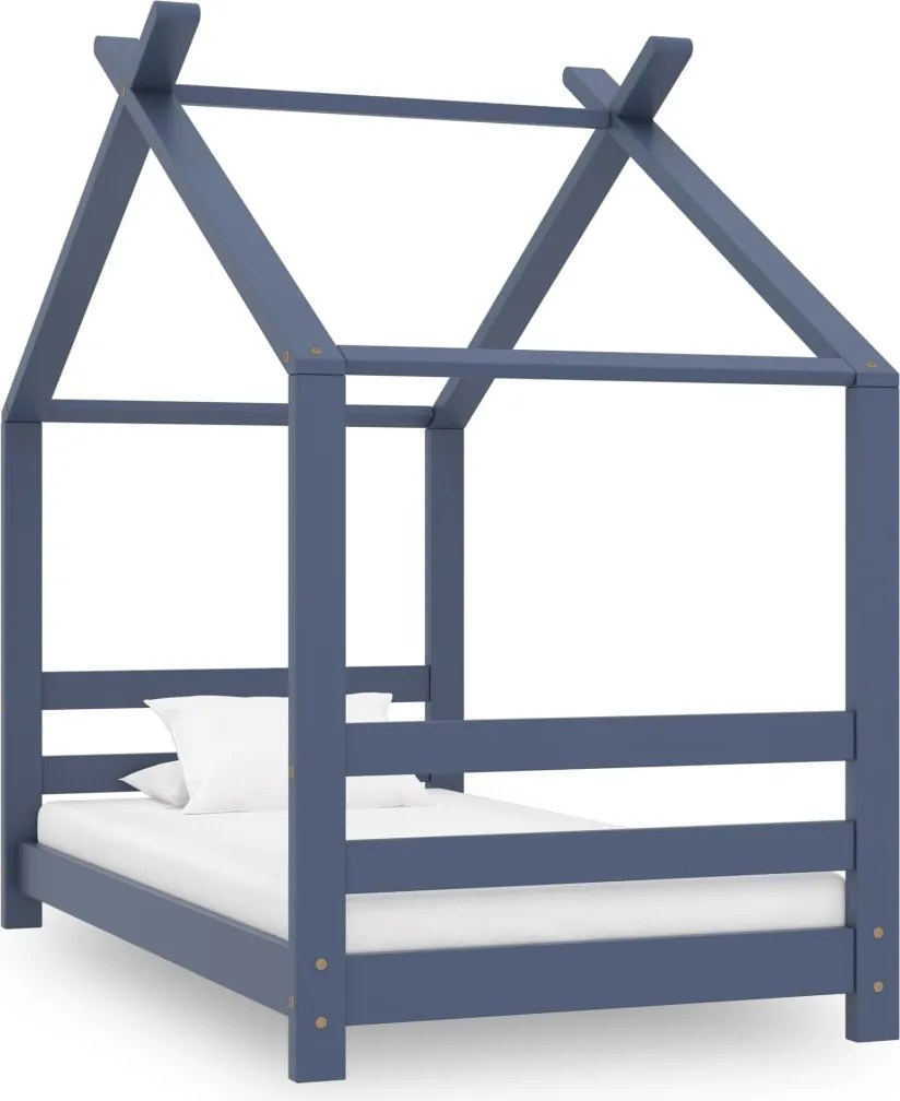 vidaXL szürke tömör fenyőfa gyerekágy-keret 70 x 140 cm