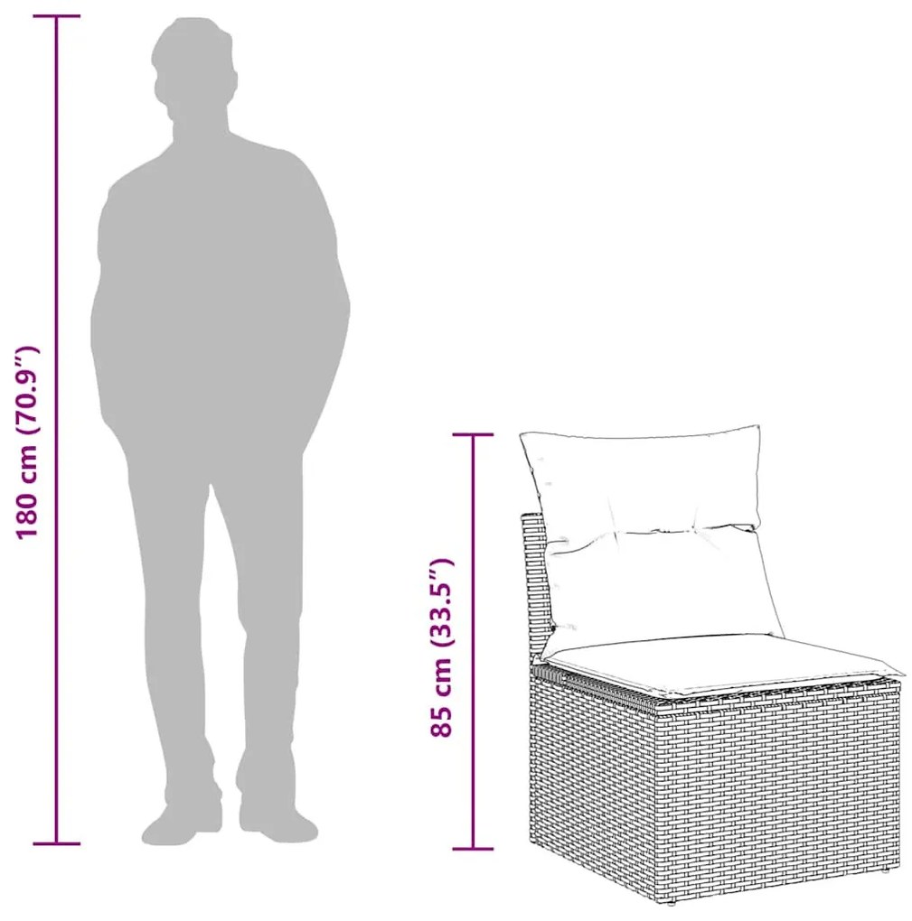 2 részes szürke polyrattan akácfa kerti ülőgarnitúra párnákkal