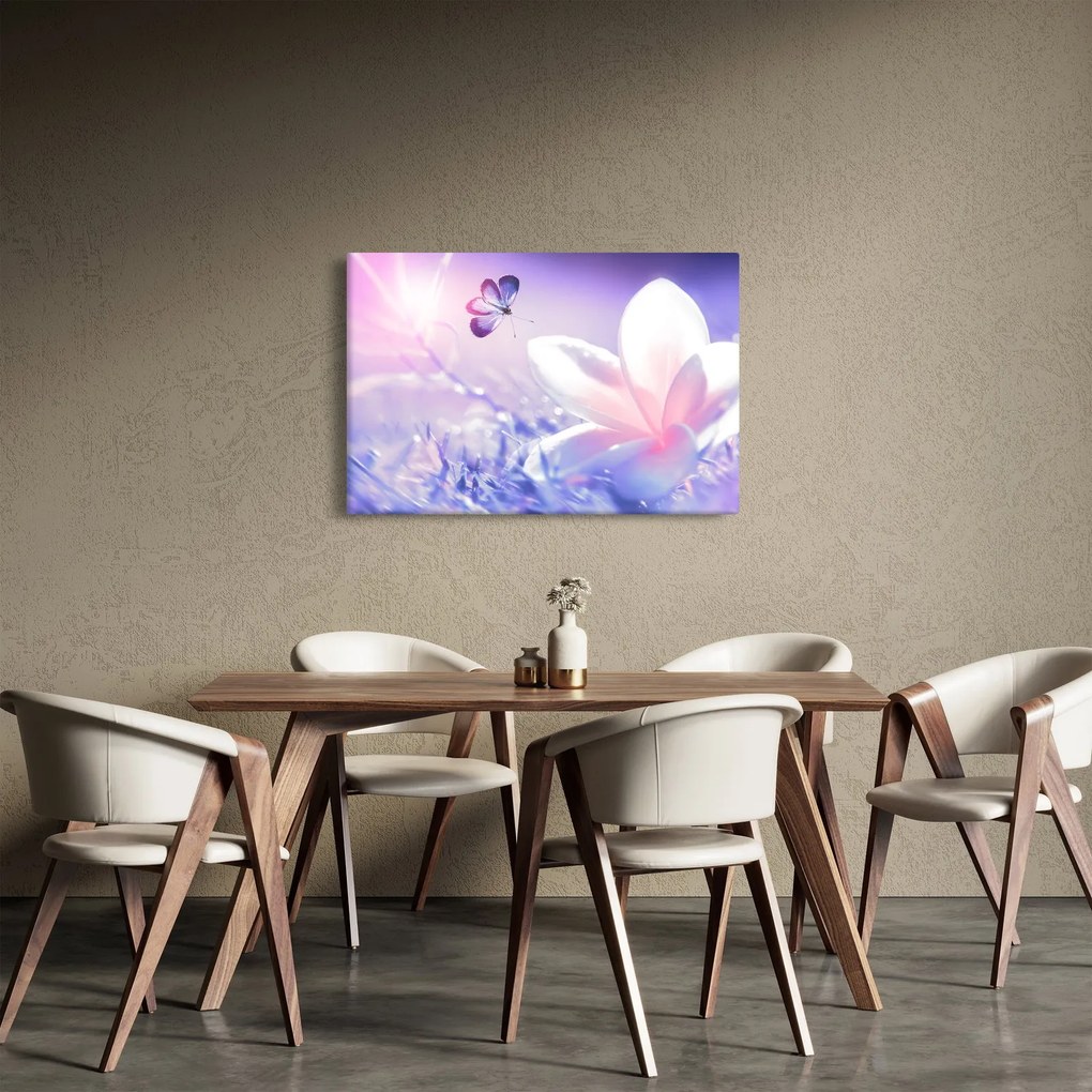 Kép - Pillangó érkezése a virágra (90x60 cm)