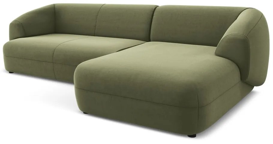 Zöld bársony sarokkanapé (jobb oldali) Moana – Makamii