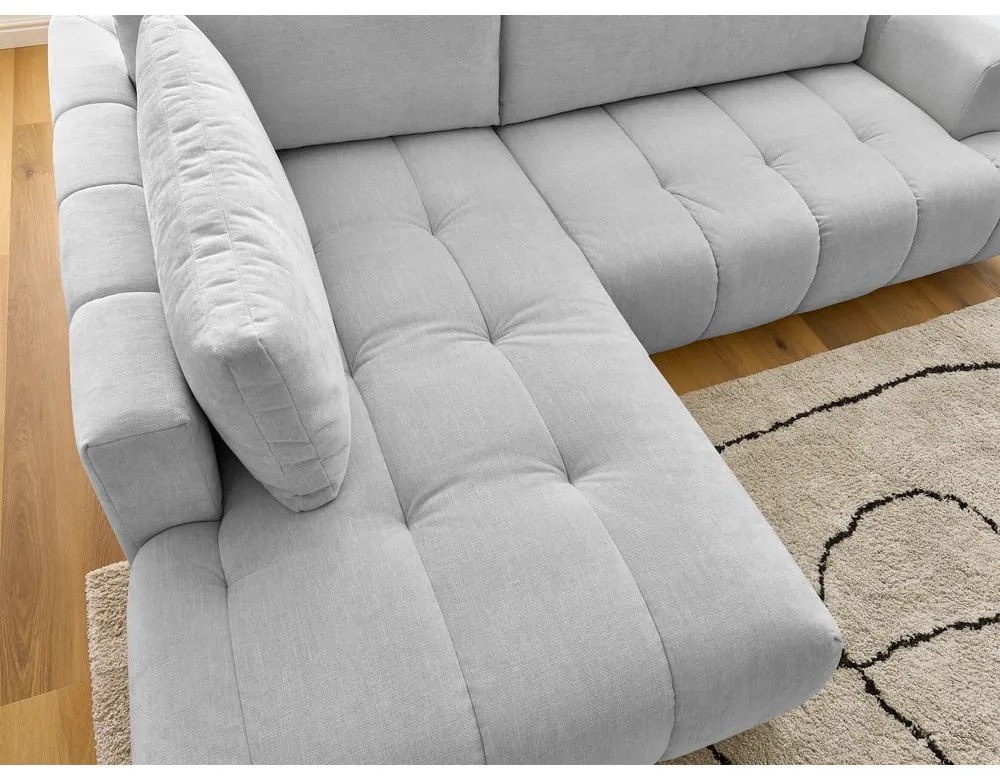 Világosszürke kinyitható-tárolóhelyes sarokkanapé (bal oldali-L alakú) Fuji – Bobochic Paris