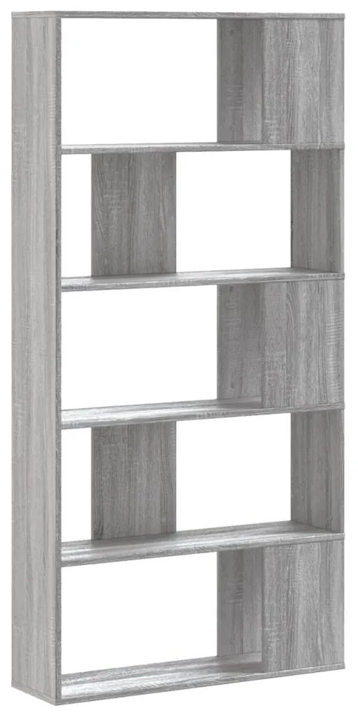 5 szintes szürke sonoma színű fa könyvespolc 80,5x23,5x162,5 cm