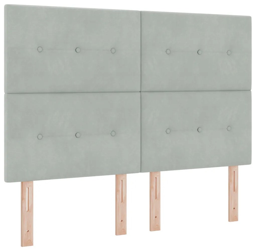 Box Spring Ágy Matracossal - Világosszürke, 140x190 cm, Bársony