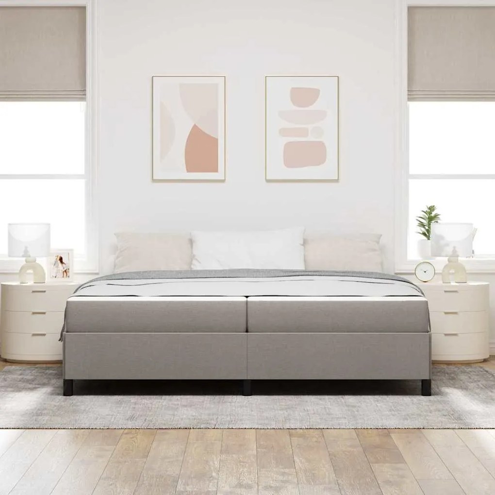 Boxrugós ágy Taupe és Fekete 200 x 200 cm Textil és mérnöki fa