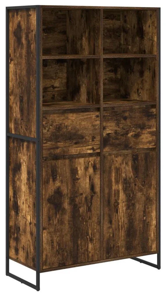 Széf fiókkal 2 pcs Füstös tölgy 81 x 36 x 150.5 cm Faanyag