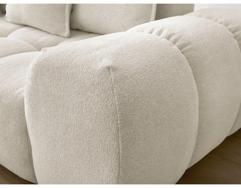 Fehér zsenília kinyitható-tárolóhelyes sarokkanapé (bal oldali-L alakú) Everest – Bobochic Paris