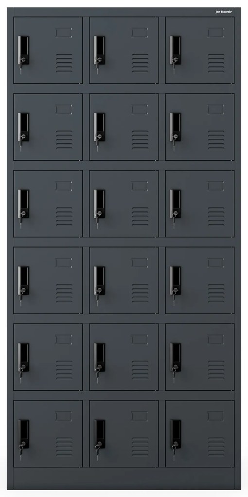 KAROL többrekeszes szociális szekrény, 900 x 1850 x 400 mm, antracitszürke