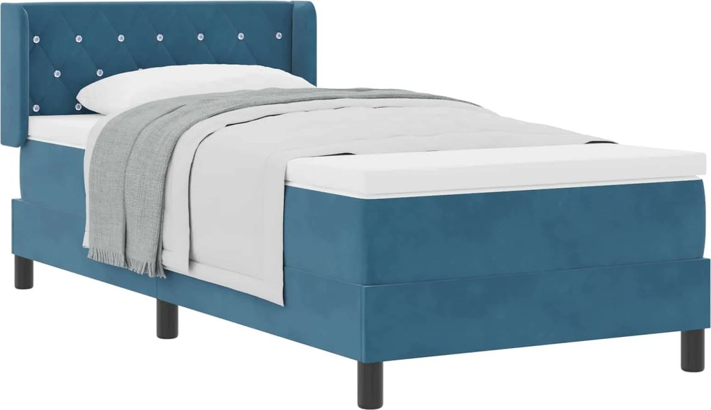 vidaXL Boxrugós ágy matracmal Sötét kék 200 x 100 cm Poliészter